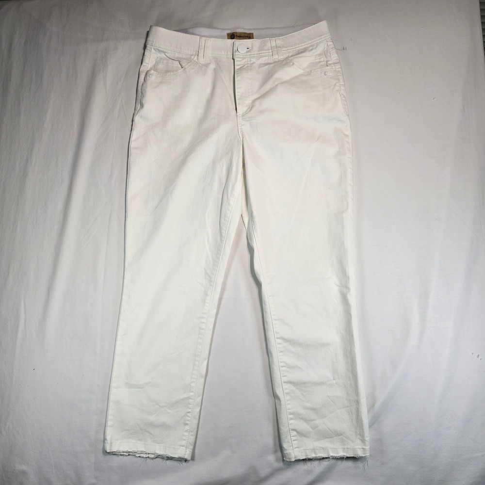Democracy Ab Technology White Straight Leg Frayed Hem Jeans Womens 14 B298XAF3XX
